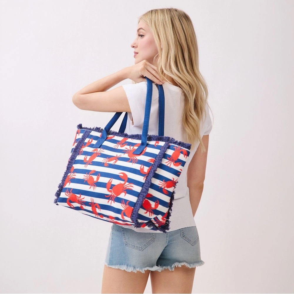 Crab Stripe Fringe Tote Bag - Picture 6 of 10